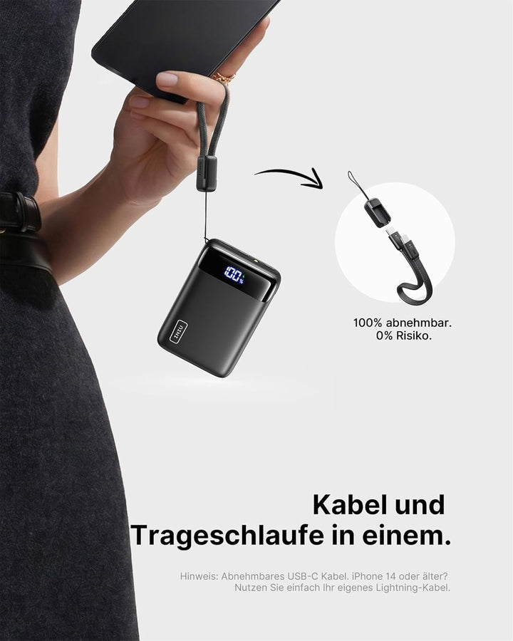 INIU Power Bank, Ultra Klein 20000mAh 22.5W Schnellladefunktion Power Bank, USB-C In&Out Externe Han