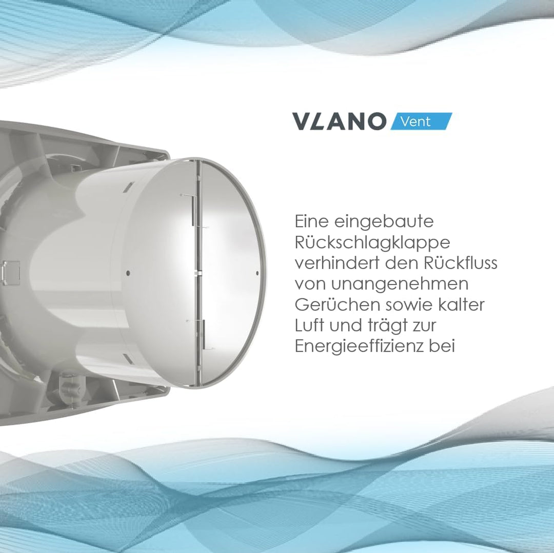 Vlano ALTO TH Badlüfter, Abluftlüfter mit Feuchtigkeitssensor, Timer, Rückschlagklappe, Quick Fix –