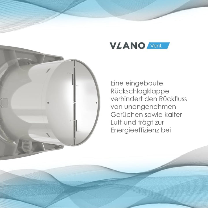 Vlano ALTO TH Badlüfter, Abluftlüfter mit Feuchtigkeitssensor, Timer, Rückschlagklappe, Quick Fix –
