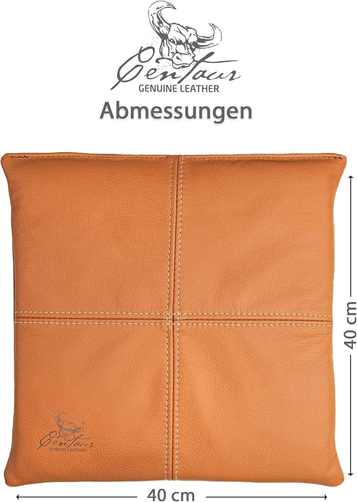 Centaur - Hochwertiges Leder Sitzkissen - Cognac 40x40 cm - Ideal für Stuhl oder Sitzbank - Abwaschb