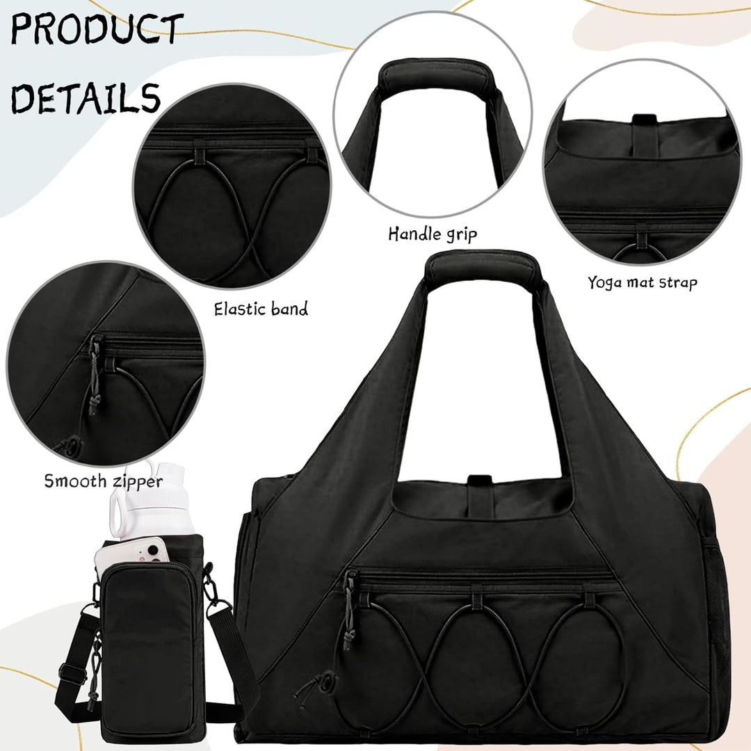 Gym Tasche Damen, Yogatasche mit Schuhfach, Nassfach and Wasserflaschenhalter, Sporttasche Fitnessta