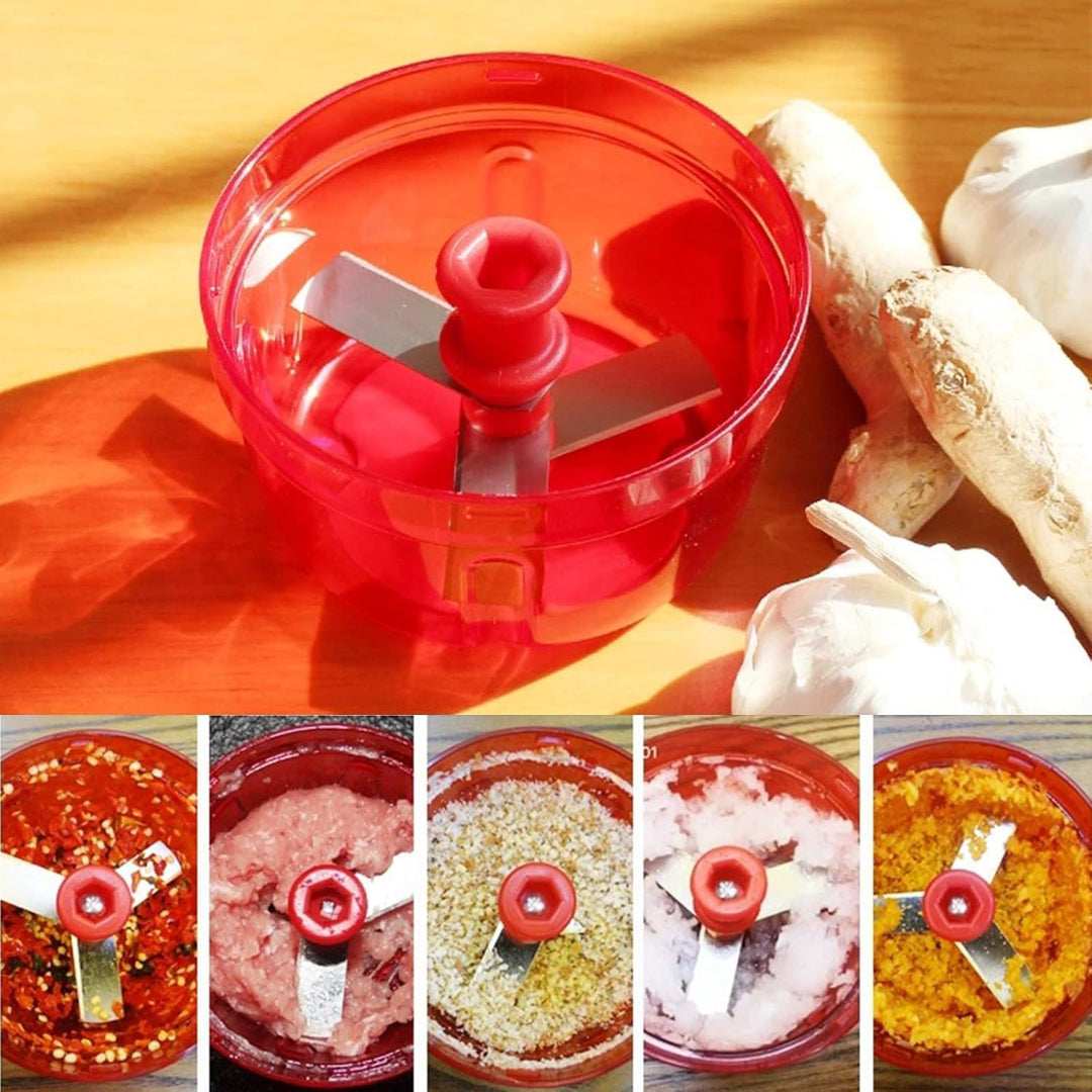 ANBOO Zwiebelschneider manuell Zwiebelhacker, Rot Zwiebel Zerkleinerer manuell mit Kabelzug, Küche,