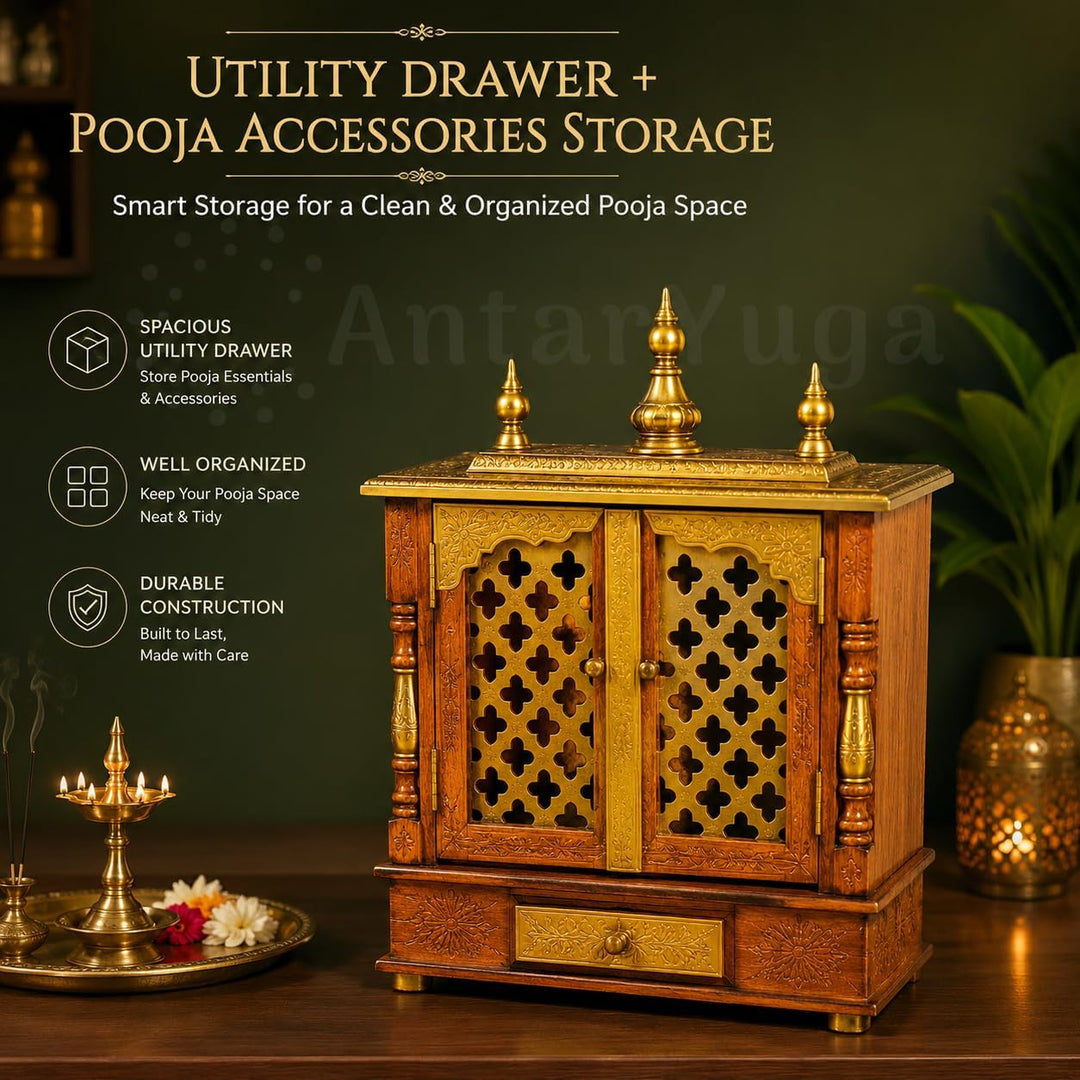 Home and Bazaar Rajasthani Holztempel/Mandir/Pooja Ghar/Mandapam