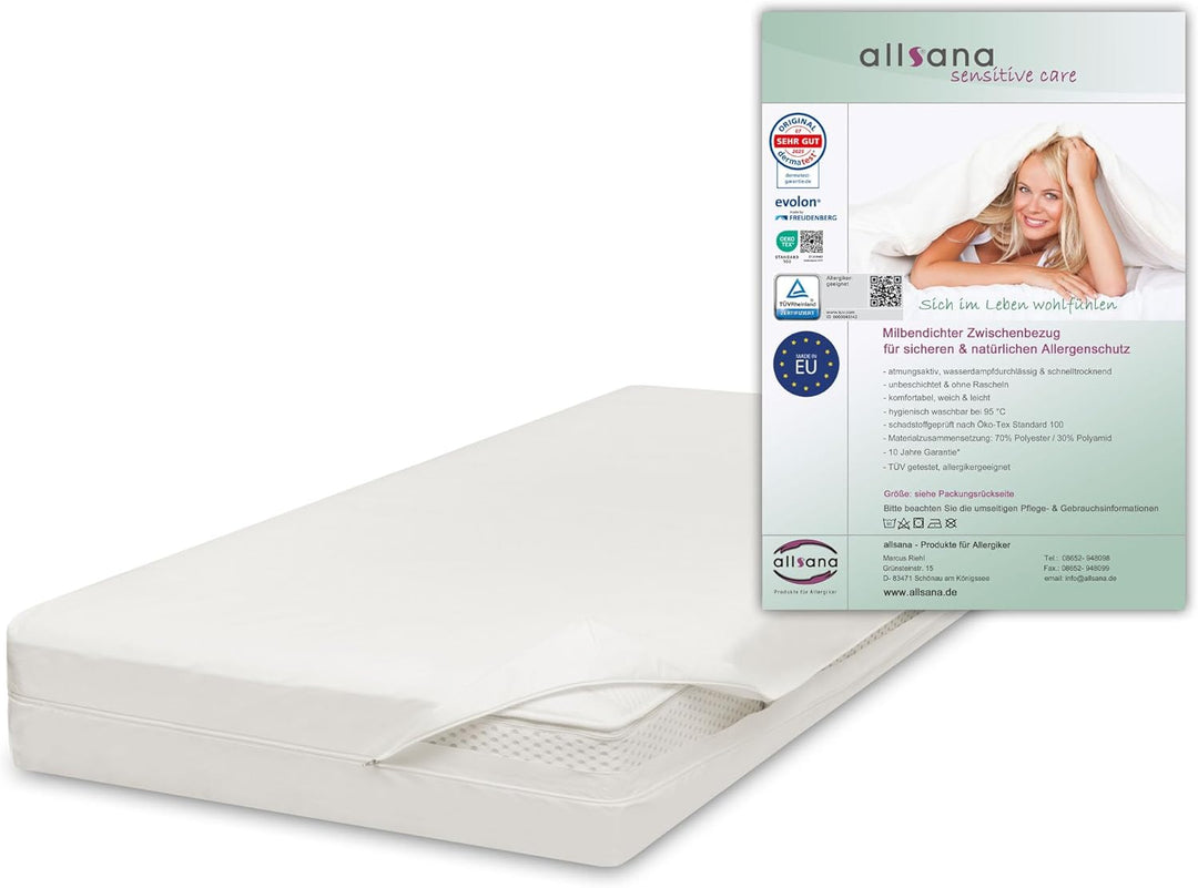 Allsana Allergiker Matratzenbezug 80x200x20 cm | Allergie Bettwäsche | Anti Milben Encasing | Milben