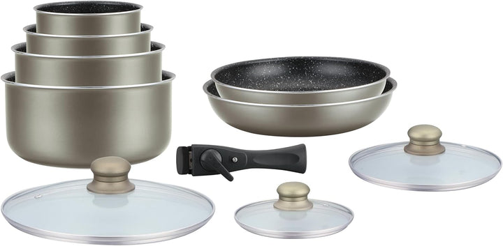 Herzberg Cookware Set - Induction Pot Set - All Heat Pot and Pan Set - Stone Coating Cookware Set wi