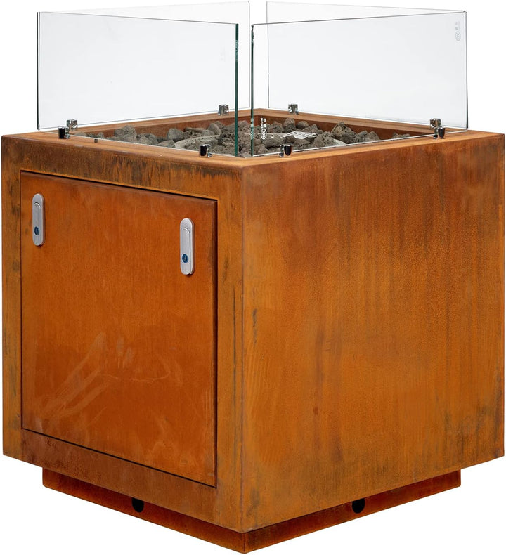 intergrill Gasfeuerstelle Fire Pit | 60 x 60 x 81,5 cm | Feuertisch Feuerschale für Garten Lavastein