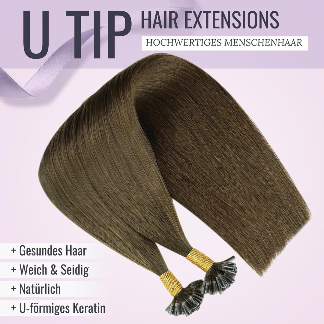 Fshine Extensions Echthaar Bondings 55cm Menschliches Haar Farbe Dunkelste Braune 50g 1g Pro Strähne