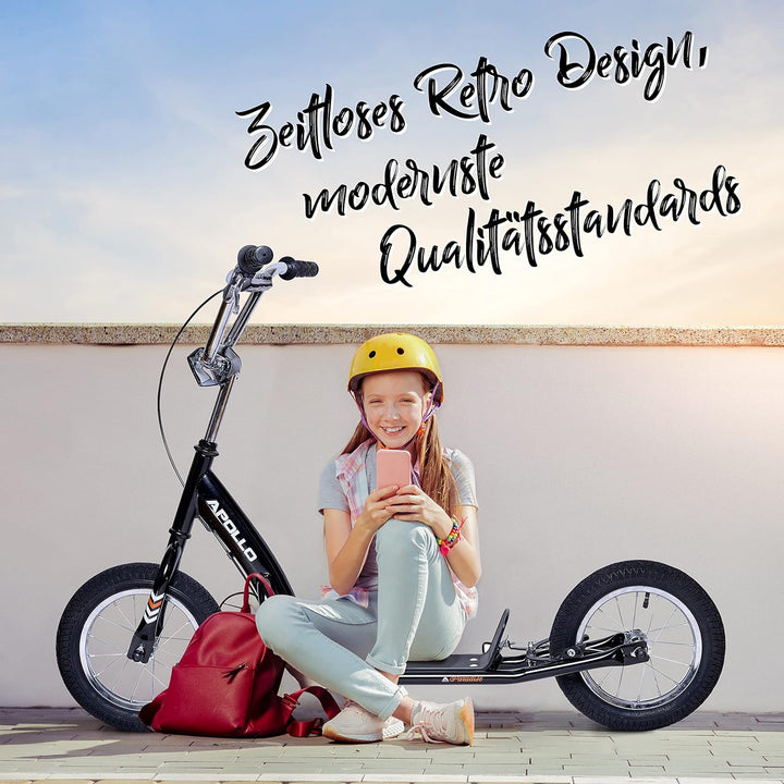 Apollo Retro Scooter Paradise | Roller mit Luftreifen 12,5 Zoll | Stylisher Tretroller für Kinder un
