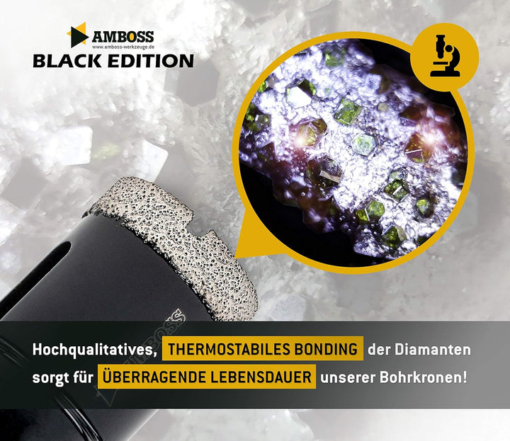 Amboss - Diamant Fliesenbohrer-/Bohrkronen - Set 7 tlg. (Ø 8-14 mm) Premium Black Edition | M14 für