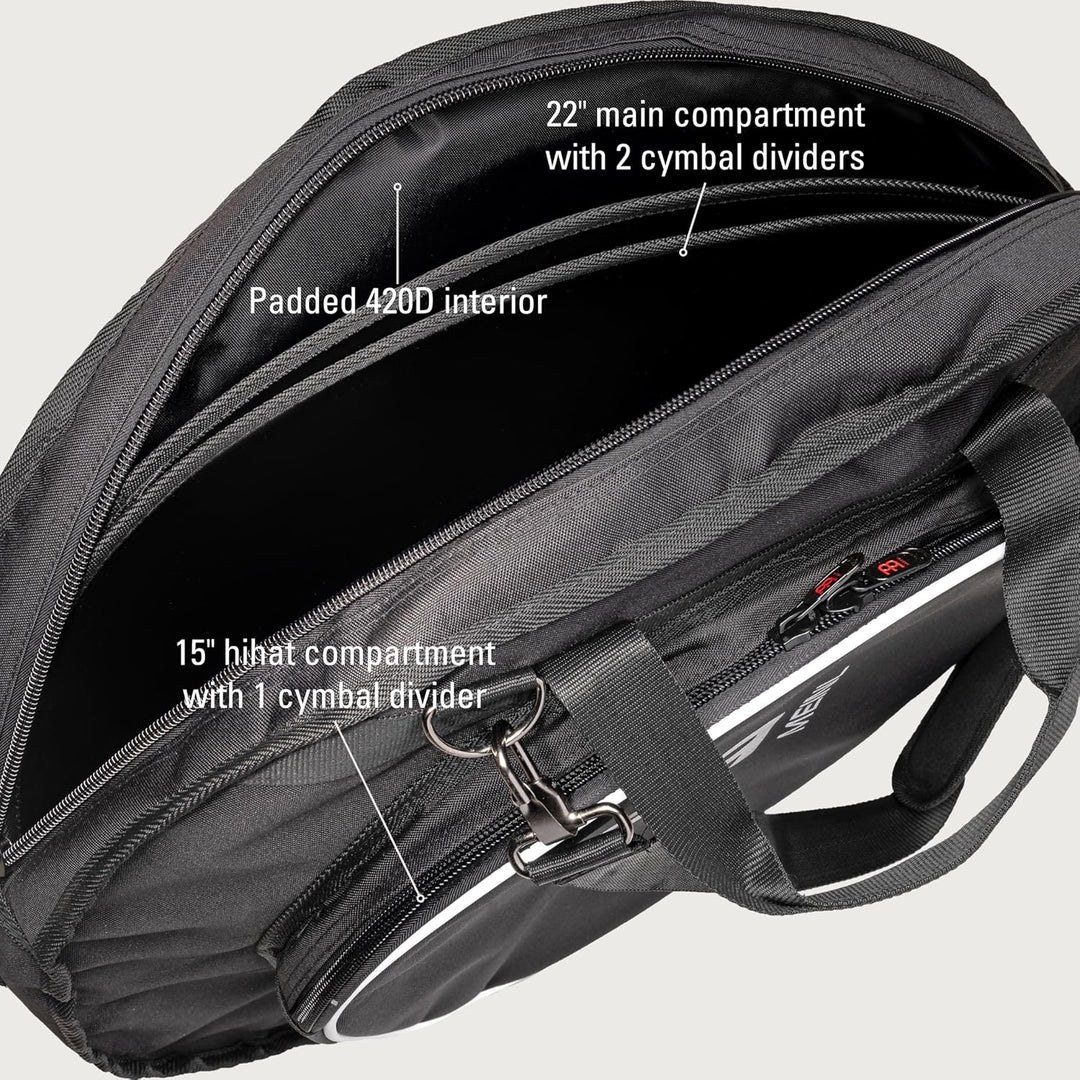 Meinl Cymbals Pro Cymbal Backpack Schlagzeug Becken Tasche 22 Zoll (55,88cm) Gig-Bag mit Hihat Fach,