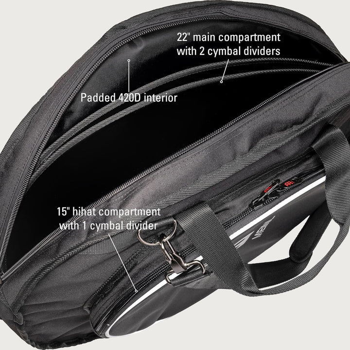 Meinl Cymbals Pro Cymbal Backpack Schlagzeug Becken Tasche 22 Zoll (55,88cm) Gig-Bag mit Hihat Fach,