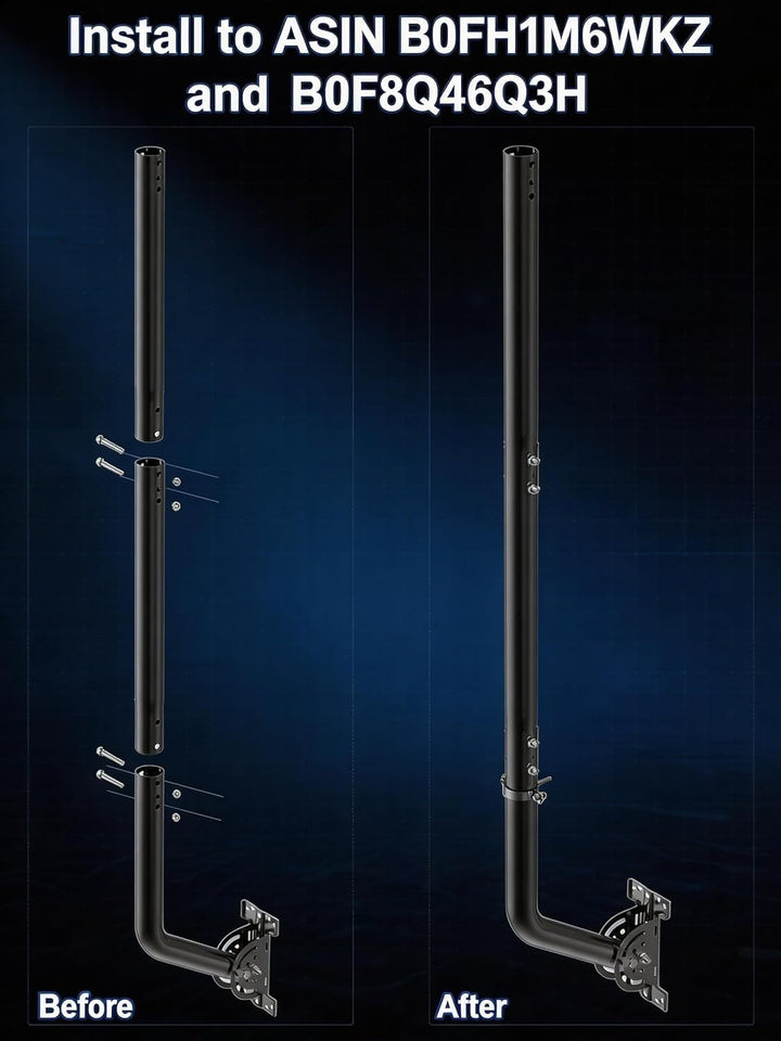 35,5 cm Antennenmast-Verlängerungsrohr mit 2 Befestigungslöchern, kompatibel mit B0GQSLW22R und B0F8