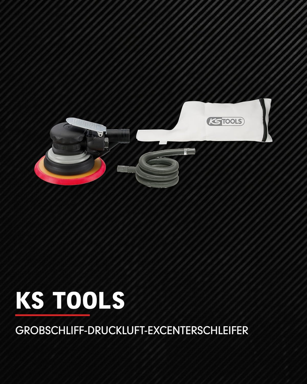 KS Tools Druckluft Exzenterschleifer Grobschliff 515.3066 I Druckluftschleifer mit 6fach-Lochung im