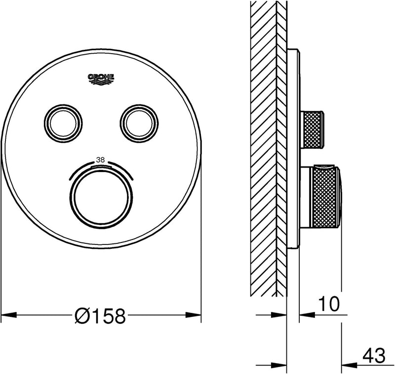 GROHE Grohtherm SmartControl - Thermostat mit 2 Absperrventilen (langlebige Oberfläche, Sicherheitss