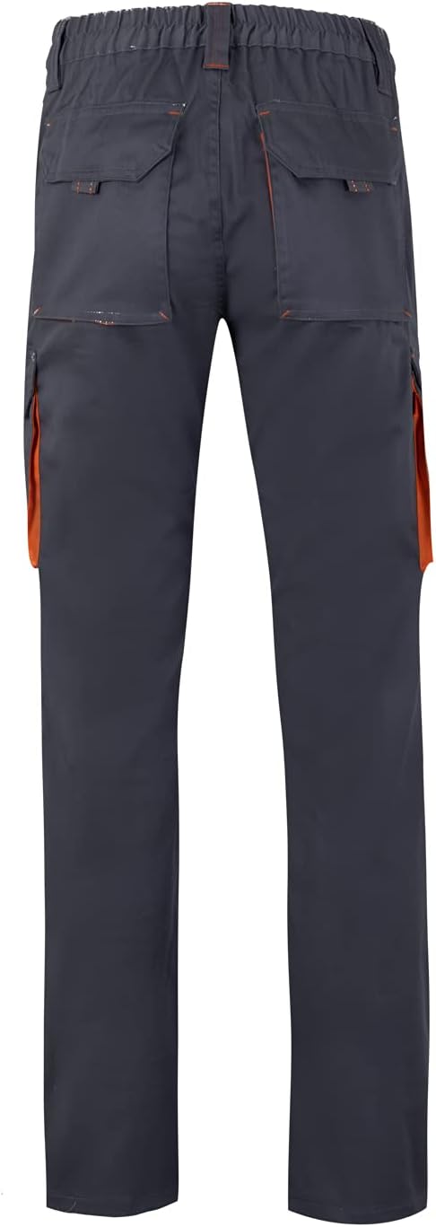 Velilla Unisex Stretch Mehreren Taschen Farbe Grau und Orange Grösse 44 Hose für professionellen Geb