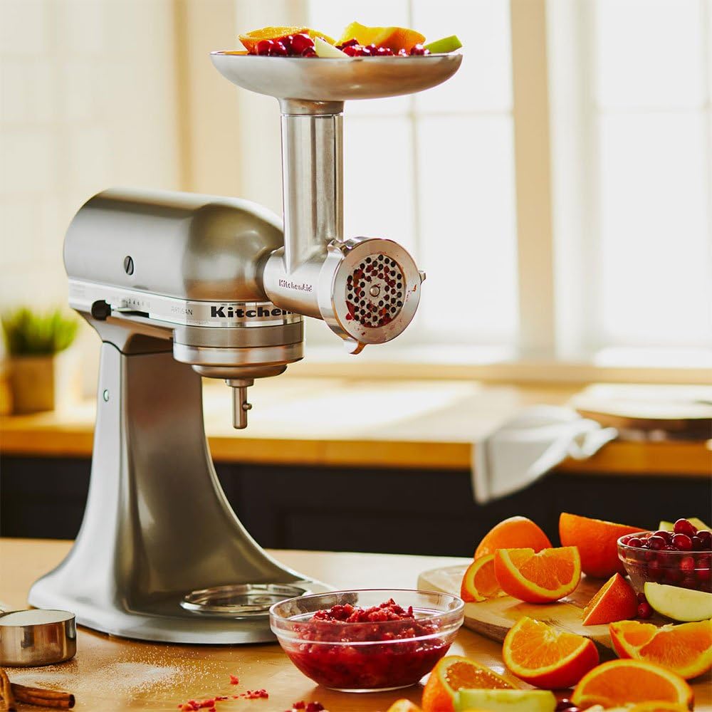 KitchenAid 5KSMMGA Ganzmetall Fleischwolf Zubehör für die Küchenmaschinen, Metall, Silver