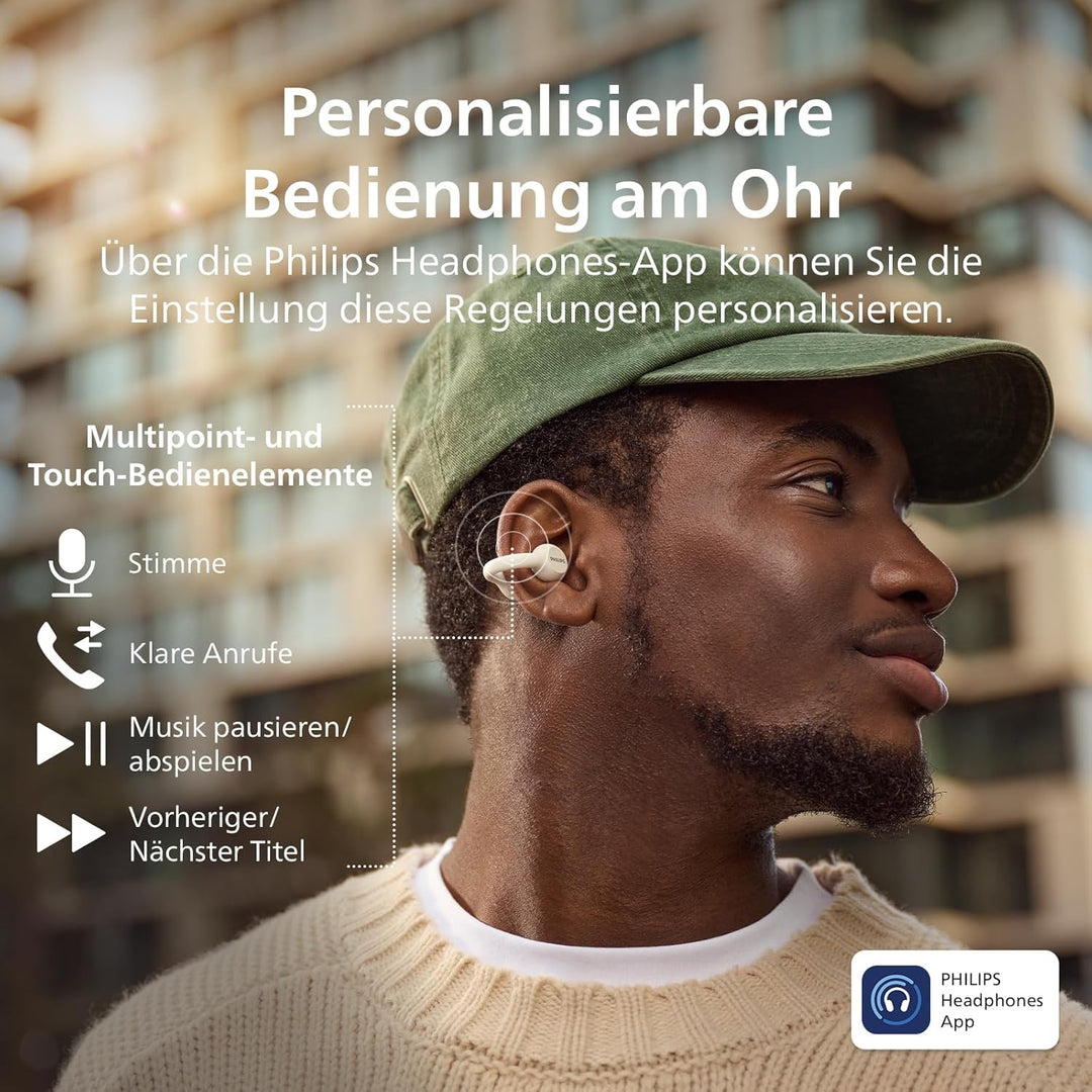 Philips TAQ2000WT ohraufliegende True Wireless Multipoint-Bluetooth-Ohrhörer mit Ohrmanschette - 28
