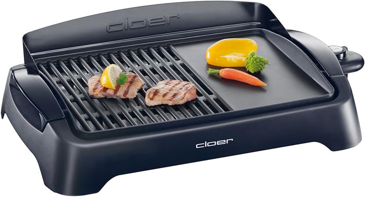 Cloer 656 Barbecue Elektrogrill, Tischgrill mit Spritzschutz, grosse Grillfläche 43 x 30,5 cm , Anti
