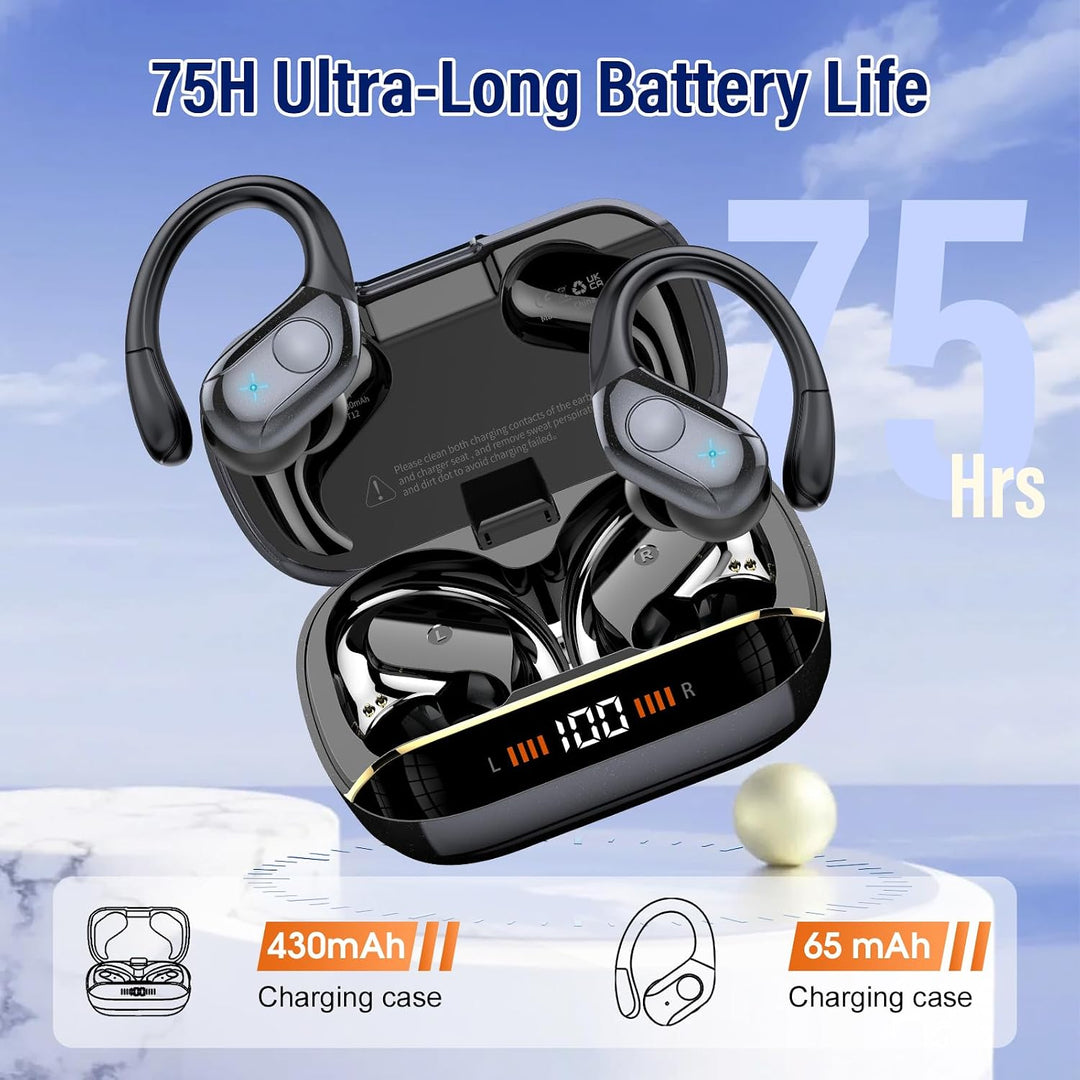 Bluetooth Kopfhörer Sport, 75H In Ear Kopfhörer Kabellos Bluetooth Ohrhörer | HiFi Stereo, 4 HD ENC