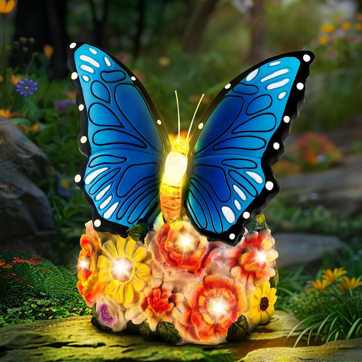 Linkax Geschenke für Frauen Mama Oma, Solar Gartenfiguren Schmetterling Gartendeko für Draussen, mit