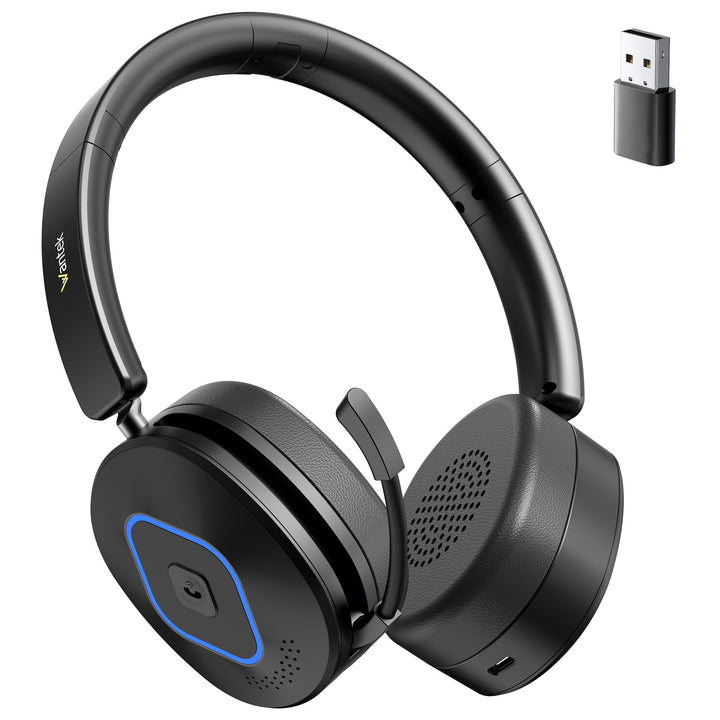Wantek Kabelloses Headset | 2.4G/BT 6.0 Doppelmodus | 40h Akkulaufzeit | Rauschunterdrückungsmikrofo