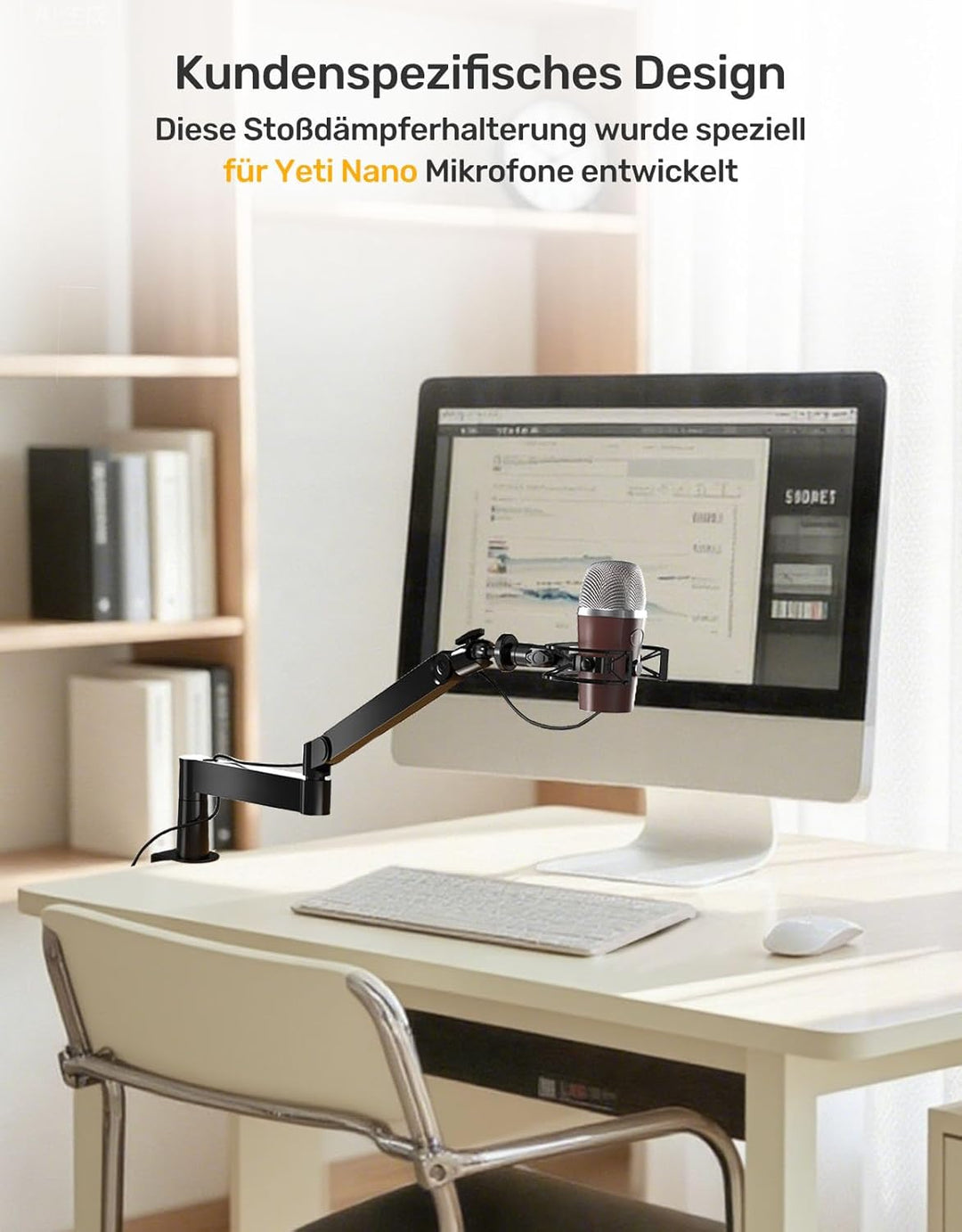 Blue Nano Mikrophon Stossdämpferhalterung mit 5/8-Zoll & 3/8-Zoll-Adapter, Kompatibel mit Mikrofon A