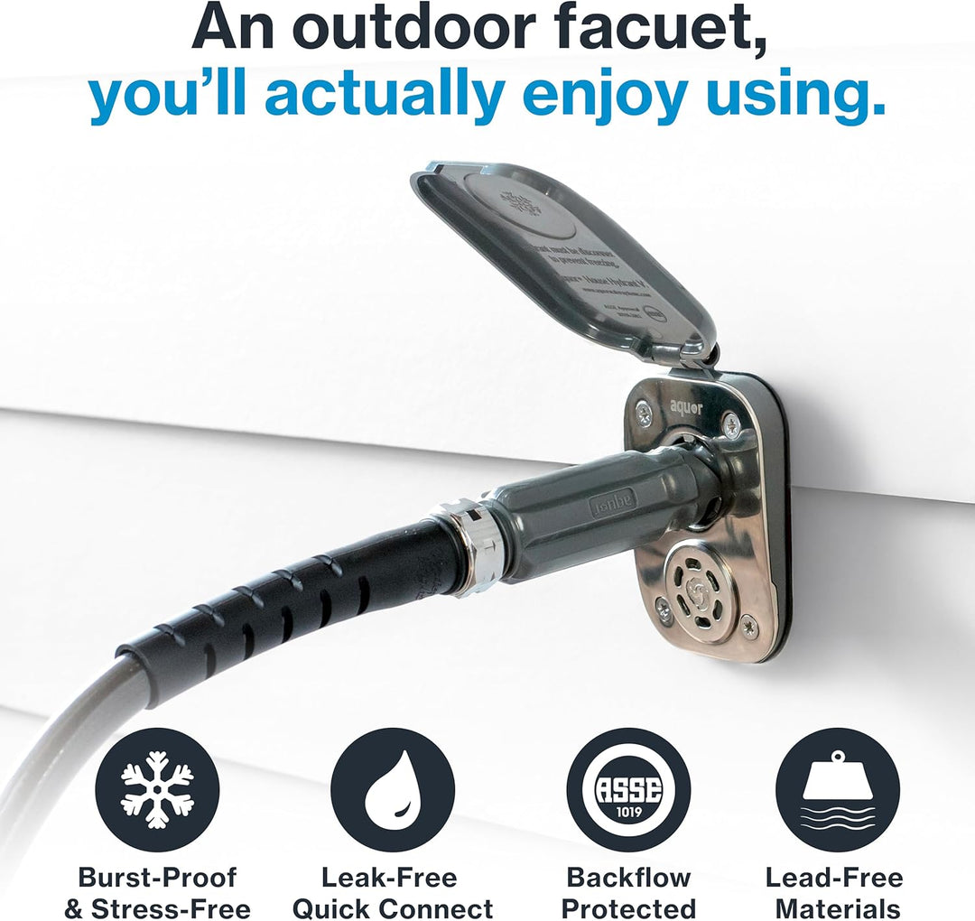 Aquor House Hydrant V2+ Frostfreier Outdoor-Gartenarmatur mit Schnellanschluss und Anti-Siphon, 20,3