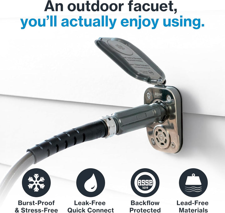 Aquor House Hydrant V2+ Frostfreier Outdoor-Gartenarmatur mit Schnellanschluss und Anti-Siphon, 20,3