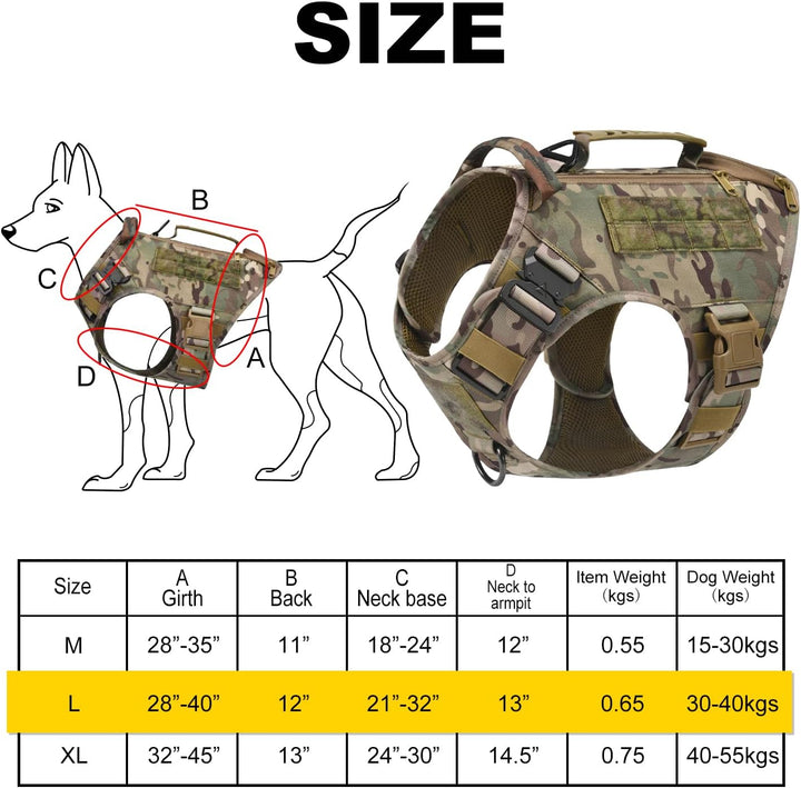 AIWAI Taktisches Hundegeschirr für mittlere und grosse Rassen, Molle-Panels Metallschnalle, Weste mi