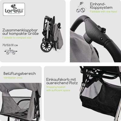 Lorelli Kinderwagen Ribera, Reisebuggy, Baby Buggy klein zusammenklappbar, Sehr leicht -Nur 7,3 kg,