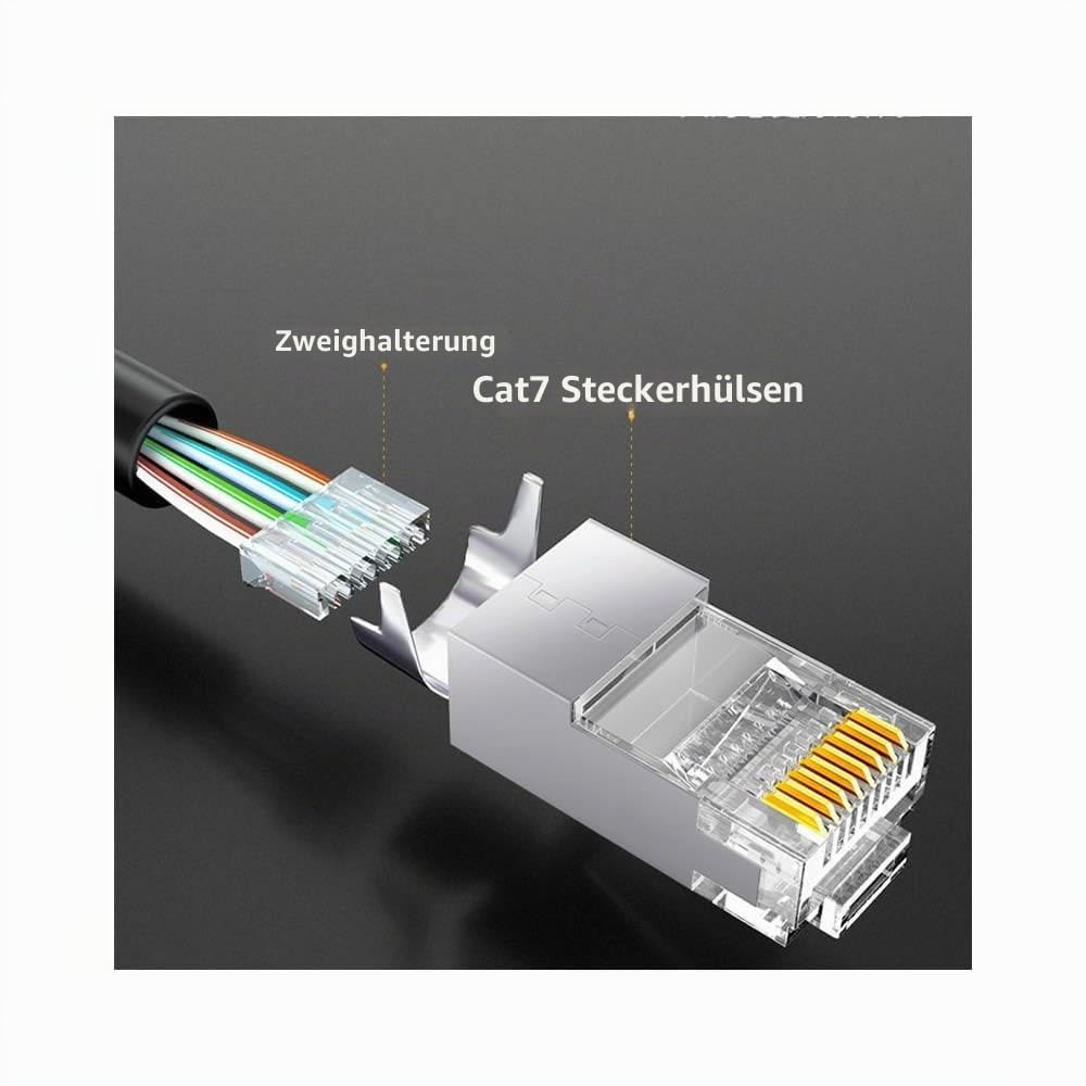 VIVOCH 50 Pcs Cat7 RJ45 Pass Through Connectors, Cat7 RJ45 Pass Through Plugs, Cat7 2-Piece Metal Sh