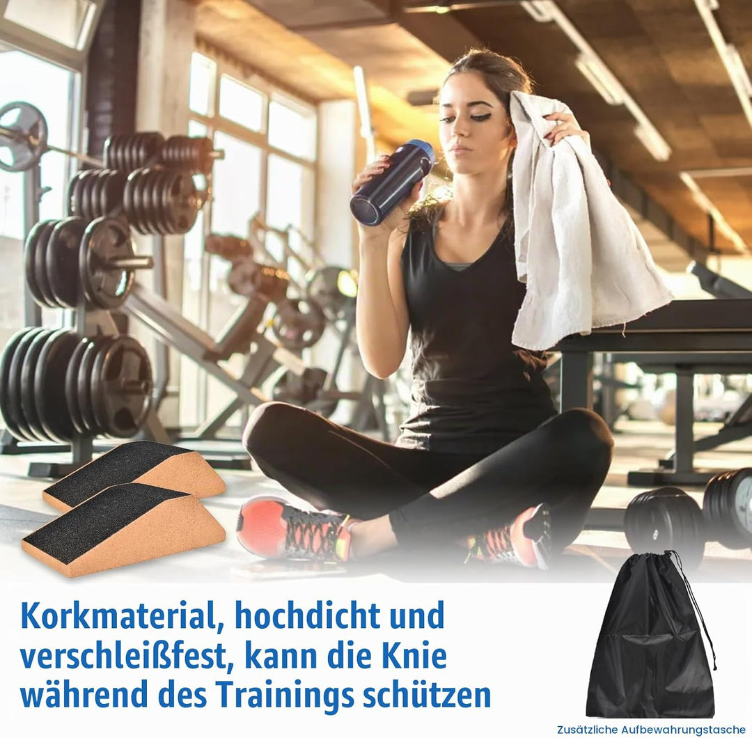 Squat Wedge Block 2 Pcs Kork-Kniebeugen-Keilblock Non Slip Professional Squat Ramp Balance Board für