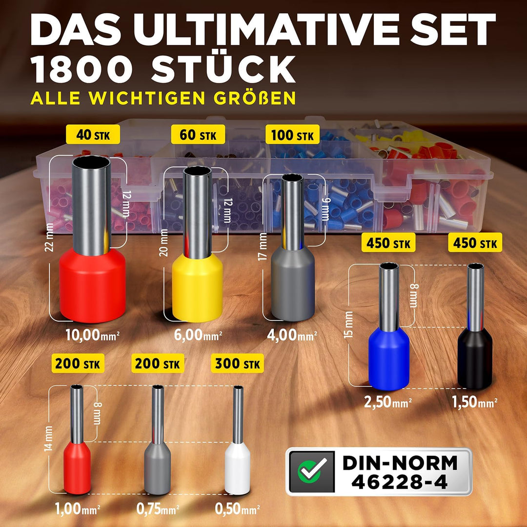 Crimpzangen Set von SCHMITZ.Tools® [1800 Teile] - Premium Aderendhülsen Zange [0,25– 10mm2] - Krimpz