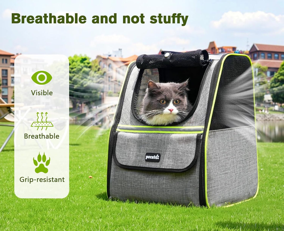 pecute Katzenrucksack Haustier Rucksack mit Netzfenster, Tragbare und Faltbare Katzentasche, Atmungs