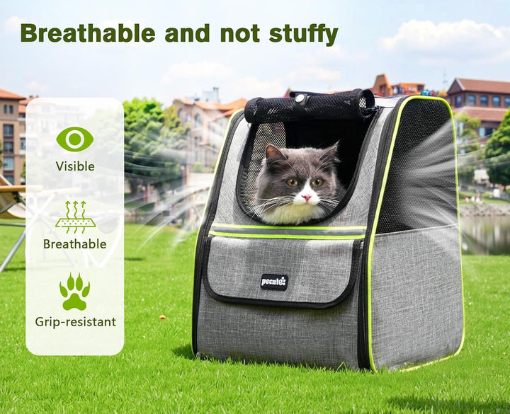 pecute Katzenrucksack Haustier Rucksack mit Netzfenster, Tragbare und Faltbare Katzentasche, Atmungs