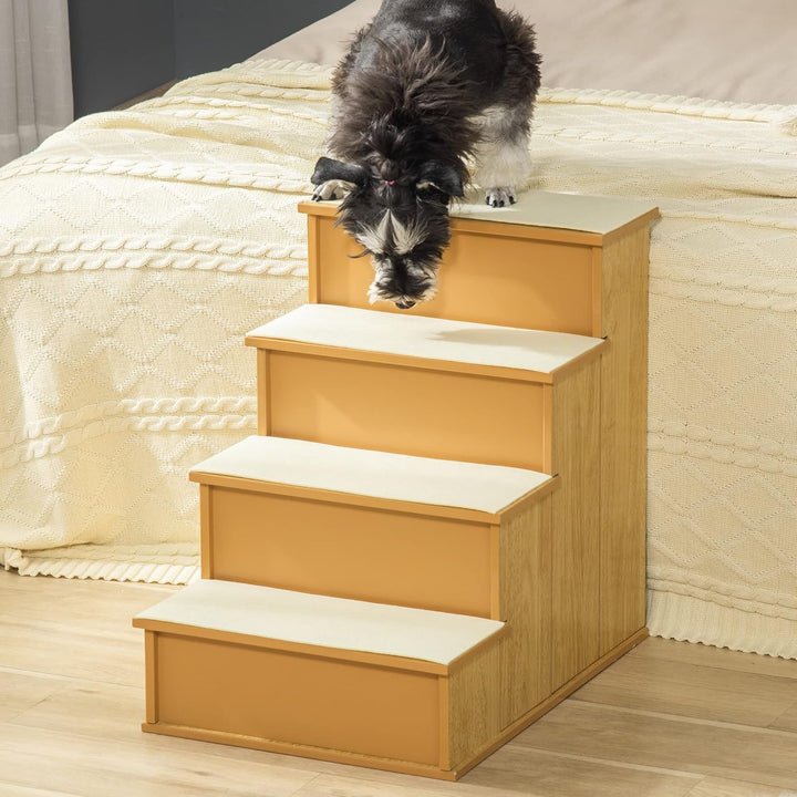 PawHut Haustiertreppe 4-stufige Hundetreppe Katzentreppe Einstiegshilfe mit Rutschfester Matte Haust