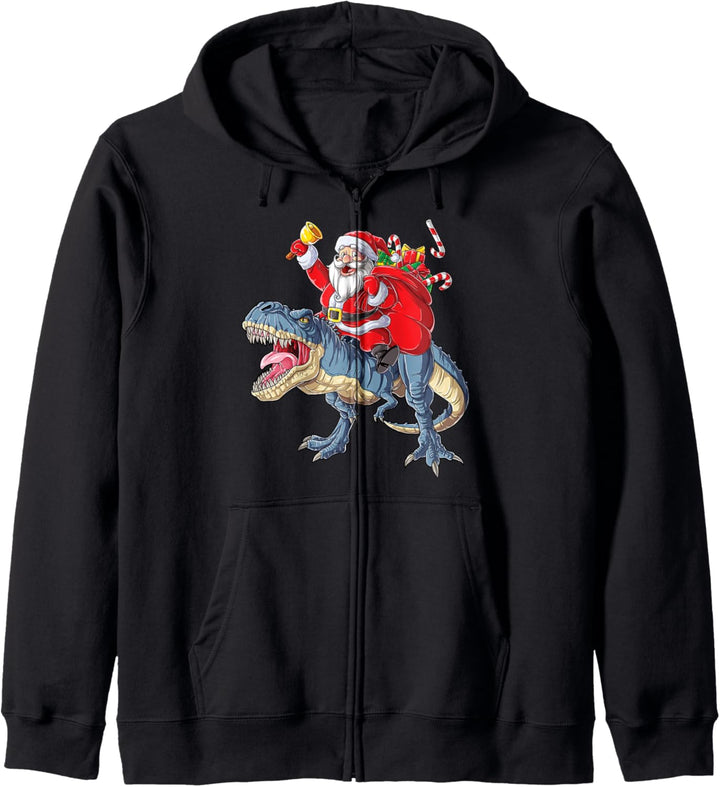 Santa Riding Dinosaur T rex Christmas Gifts Boys Kids Xmas Kapuzenjacke