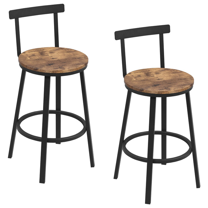WOLTU Barhocker 2er Set, Barstuhl, Bar Hocker rund, Küchenhocker mit Lehne, Metallgestell, Fussstütz