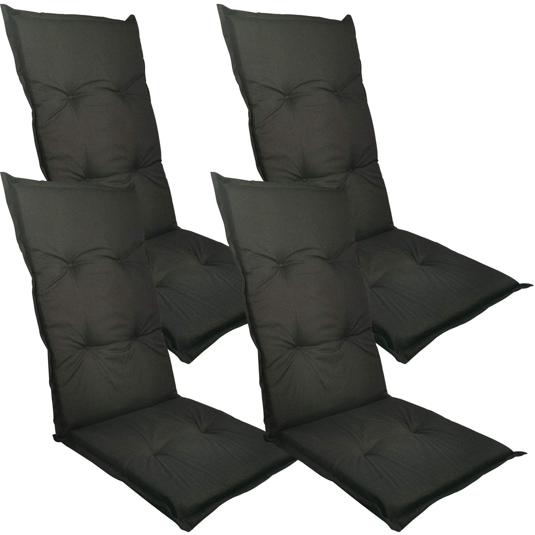 DILUMA Hochlehner Auflage Naxos für Gartenstühle 4er Set 118x49 cm Uni Anthrazit - 6 cm Starke Premi