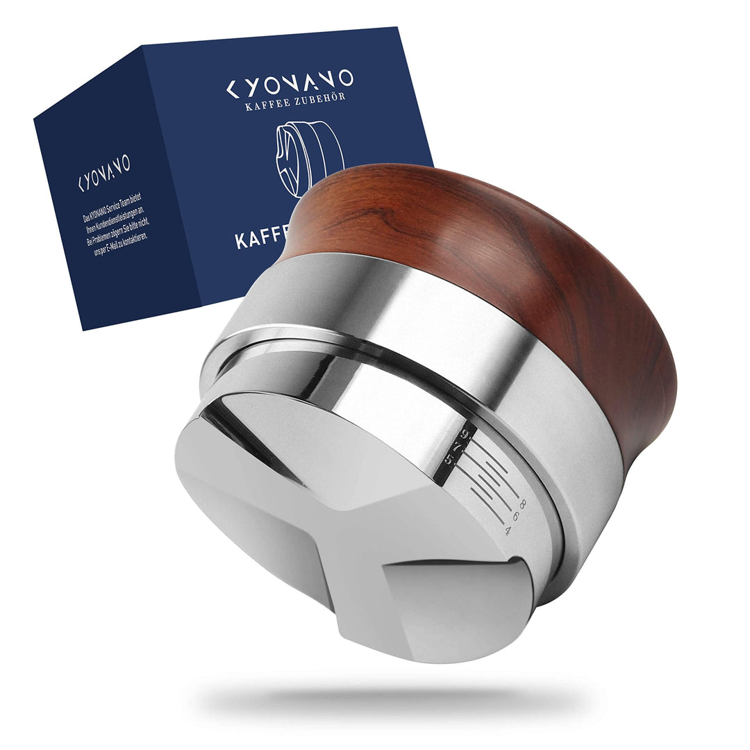 KYONANO Distributor 58mm höhenverstellbar, Kaffeepulver-Verteiler aus Premium Edelstahl &amp; Gelbe Birn