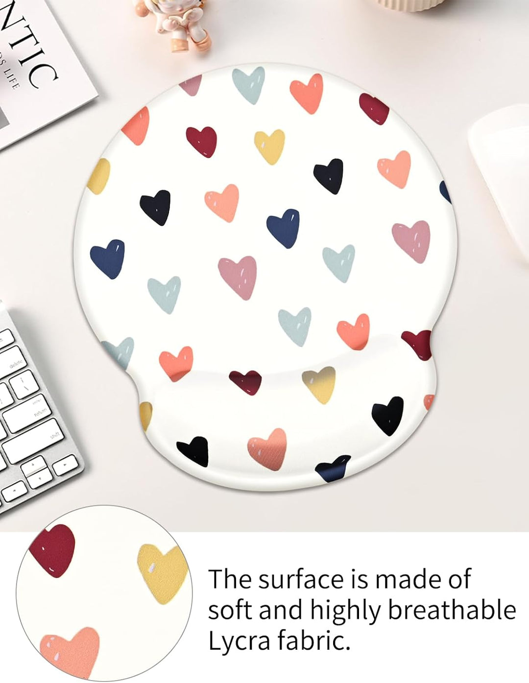 Niedlich ergonomisches Mauspad mit Handgelenkauflage,Schmerzlinderung Memory Foam Mousepad mit Rutsc