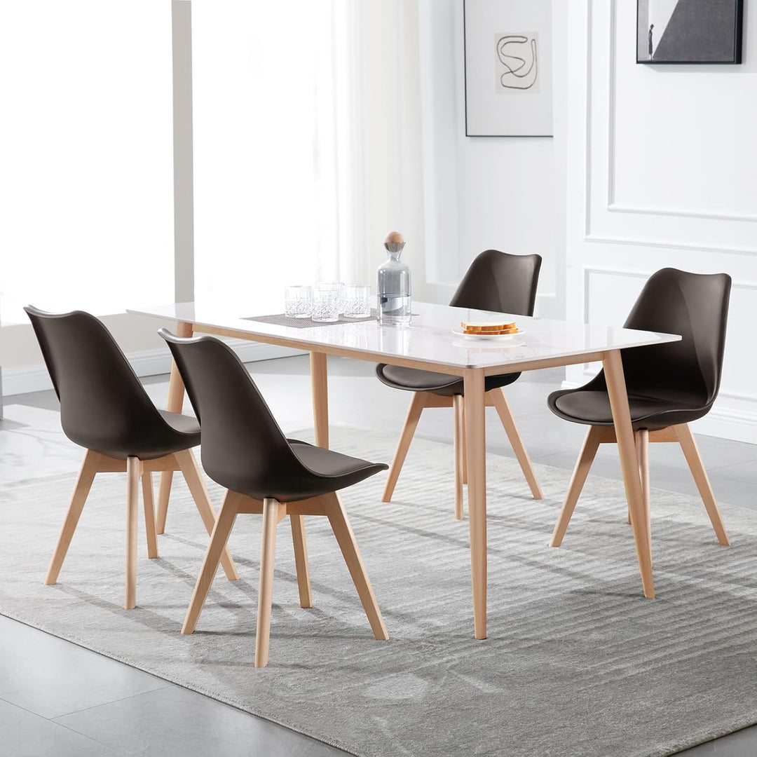 WOLTU BH29br-2 2 x Esszimmerstühle 2er Set Esszimmerstuhl Design Stuhl Küchenstuhl Holz, Braun 2er S