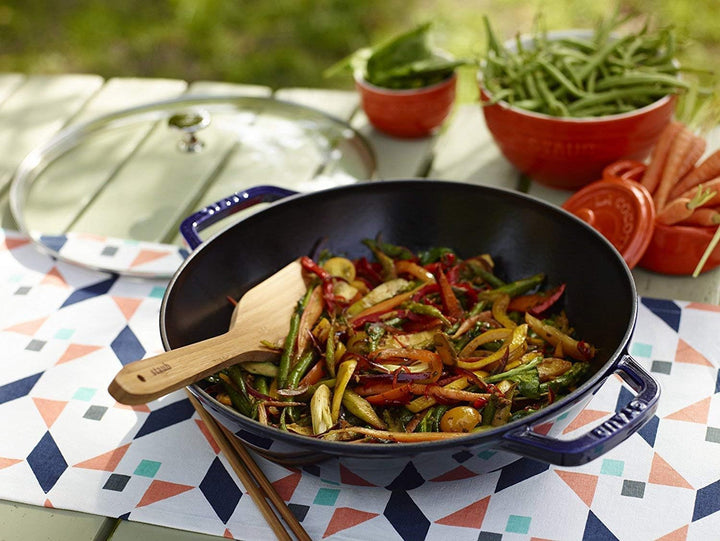 STAUB Wok 30 cm, Gusseisen, Induktionsgeeignet, dunkelblau, Dunkelblau