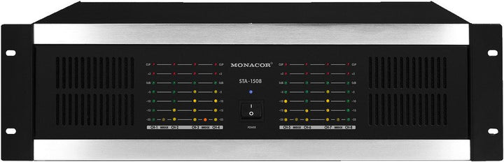 MONACOR STA-1508 Mehrkanal PA-Verstärker mit integriertem Limiter, 8-Kanal PA-Amplifier mit einer Le