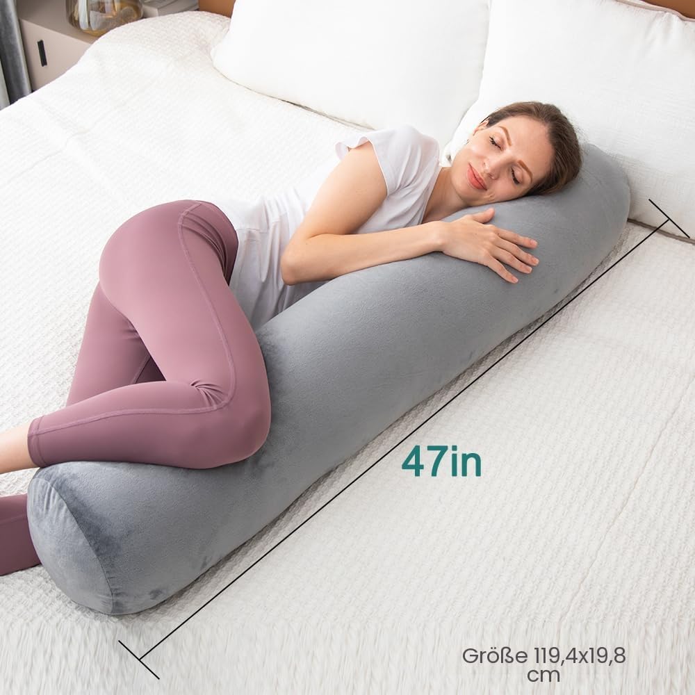 Body Pillow for Adults, Full Body Pilllow for Sleeping, Long Round Cervical Pillow, Bolster Side Sle
