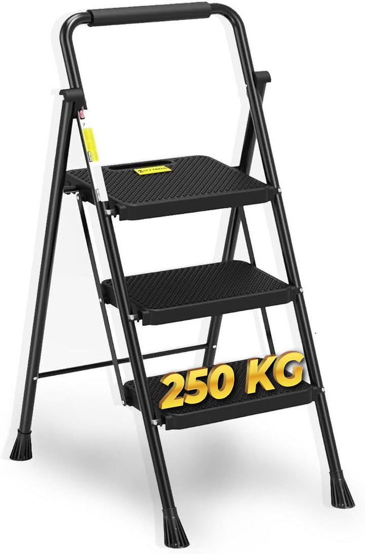 HYTAMA Klapphocker mit breitem, rutschfestem Pedal, robuste Stahlleiter, bequemer Griff, leicht, tra