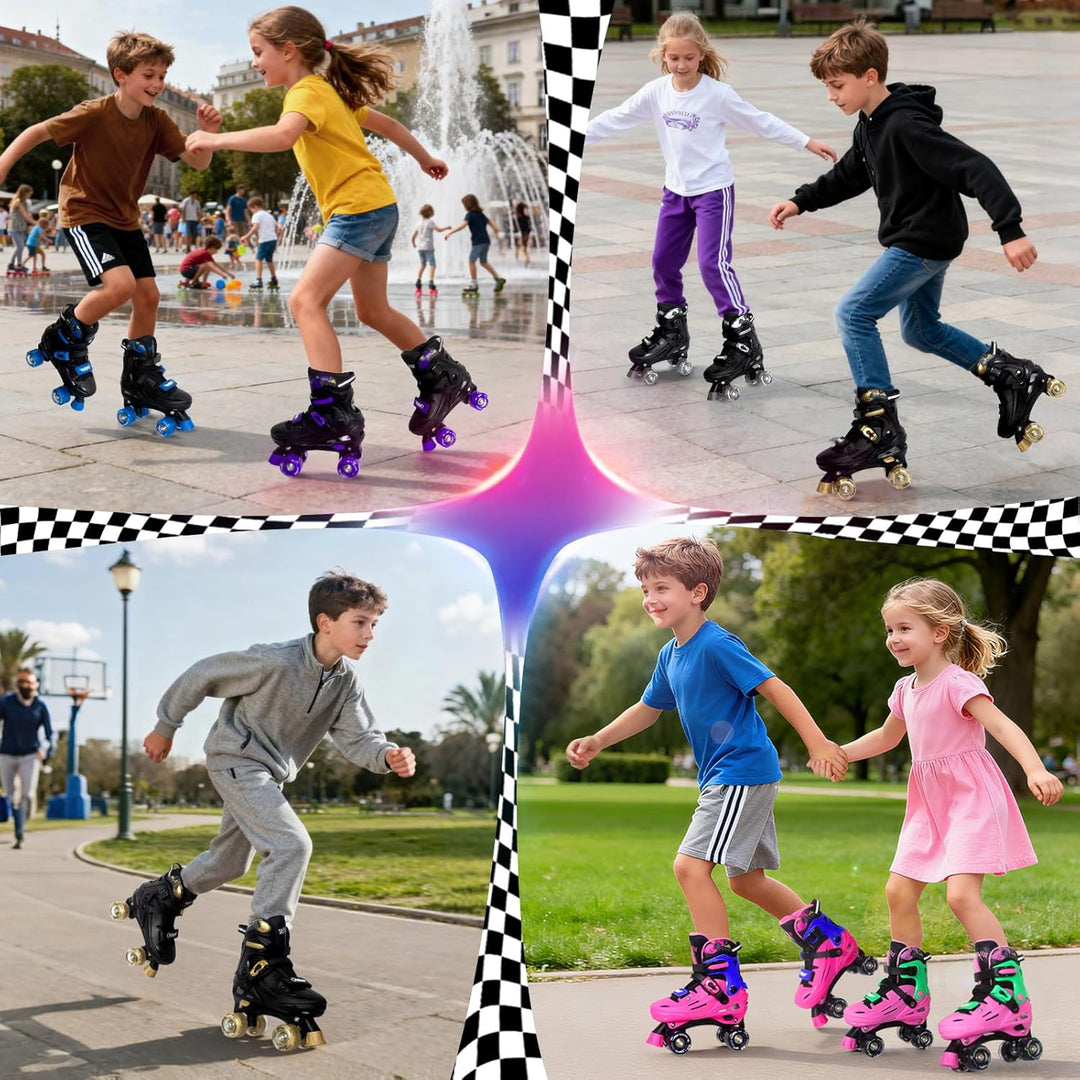 Nattork Rollschuhe Kinder, Verstellbare Rollschuhe für Kinder Jungen Mädchen, 4 Grössen Verstellbar