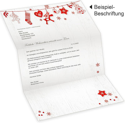 Julfest 250 Sets Weihnachtsbriefpapier mit Fensterumschlag, Briefpapier Weihnachten A4 mit Umschlag