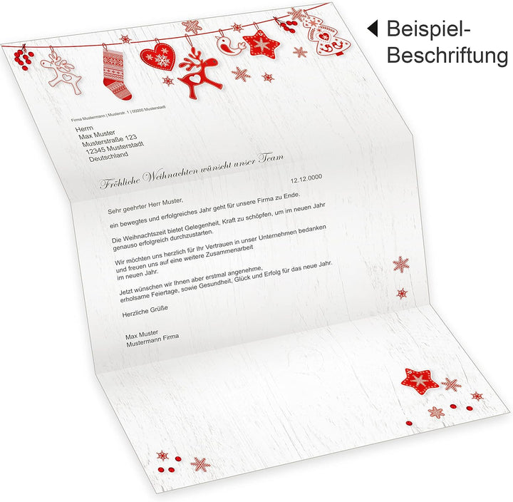 Julfest 250 Sets Weihnachtsbriefpapier mit Umschlag ohne Fenster Weihnachtspapier A4 Briefpapier Wei