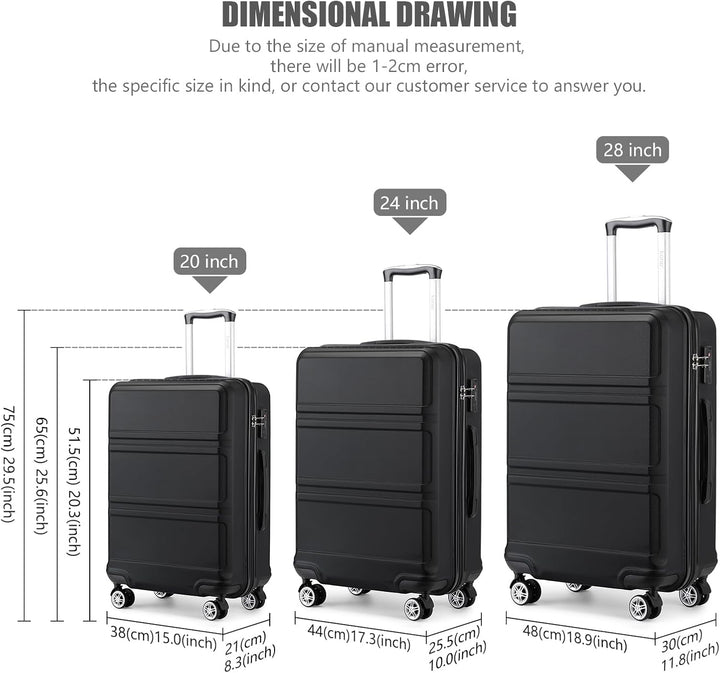 KONO Koffer Trolley Reisekoffer XL (74cm) Schwarz, XL (74cm) Schwarz